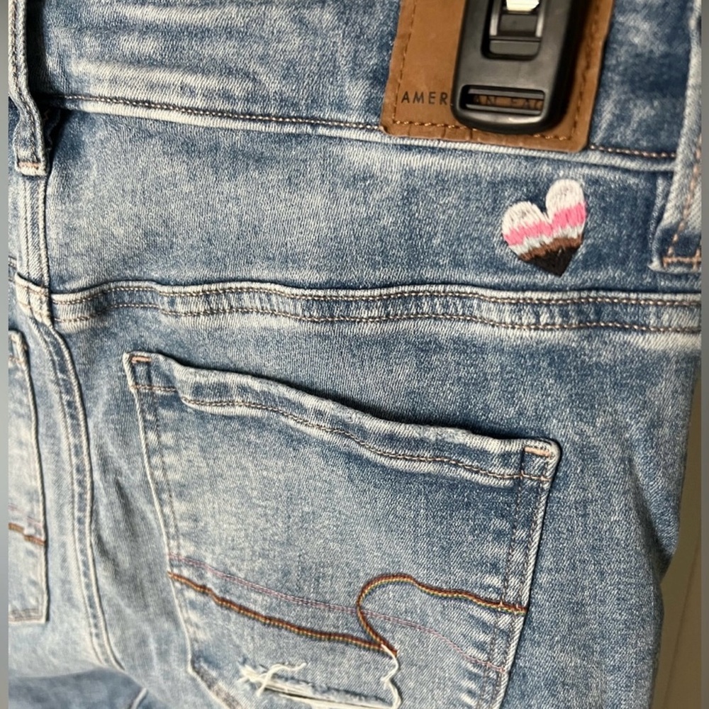 American Eagle high rise super stretch pride festival flare embroidered jeans - Picture 4 of 14